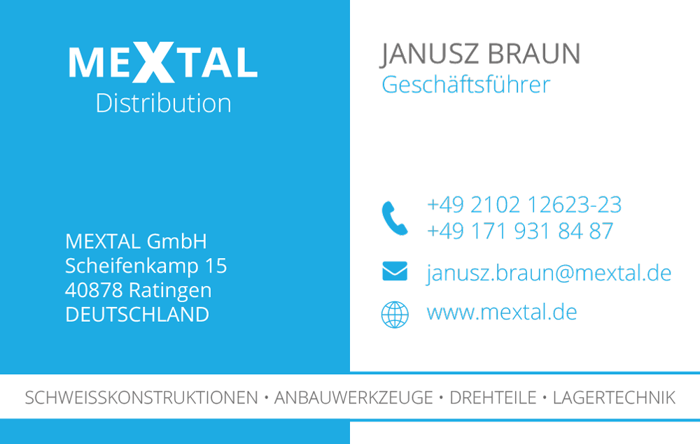 Visitenkartendesign für Mextal GmbH in Ratingen